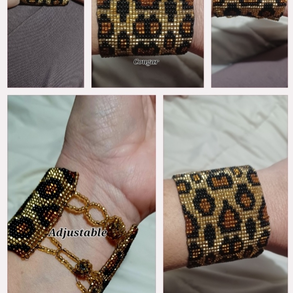 Bracelet sexy mama, cheetah beaded adjustible bracelet collectors jewelry cougar